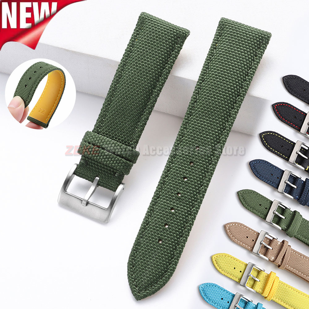 Leather Strap Quick Release - Wasserdichtes Segeltuch-Uhrenarmband, Nylon-Leder-Uhrenarmband, 20 mm, 22