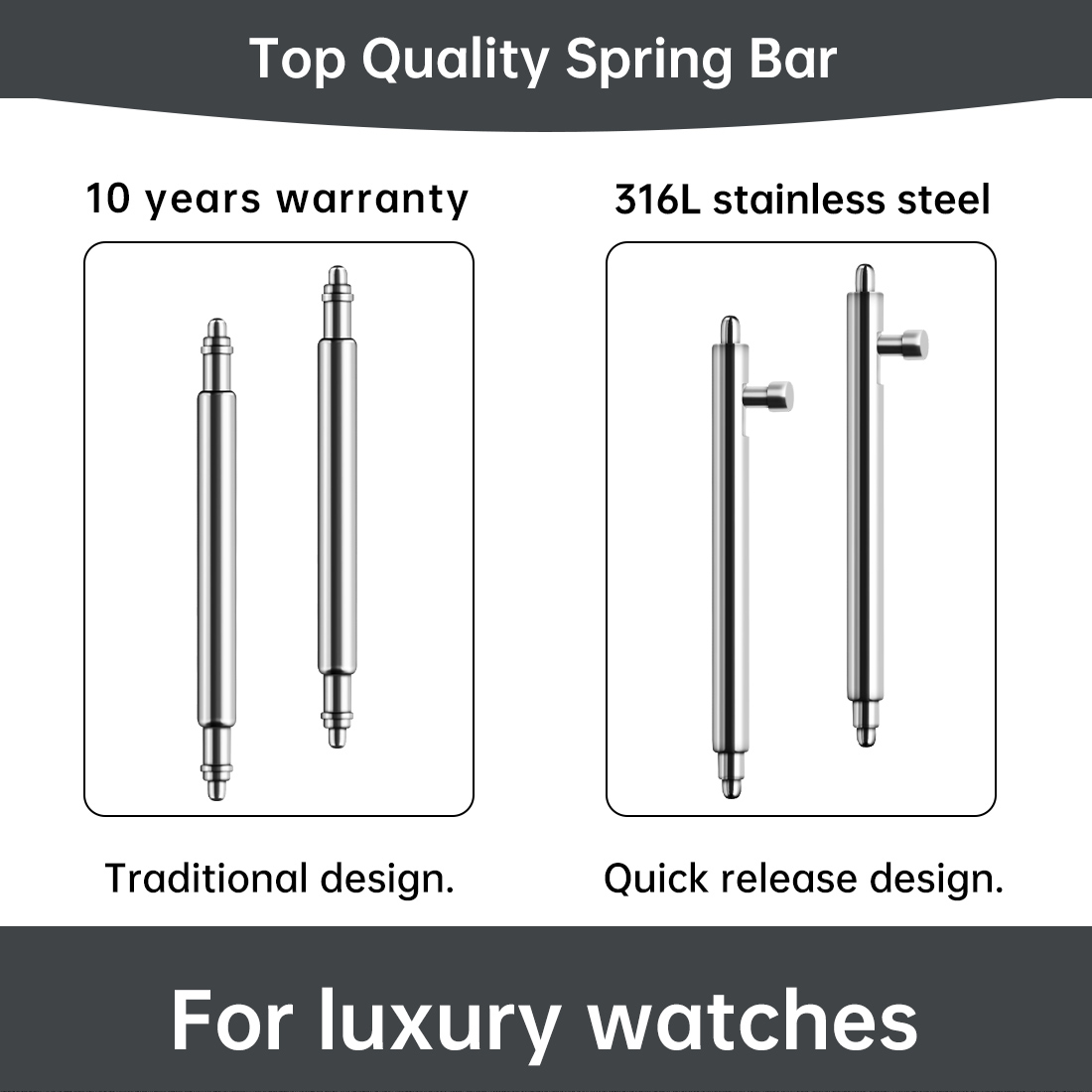 Leather Strap Quick Release - Maikes 316L Edelstahl Schnellverschluss-Uhrenfedersteg 18 mm