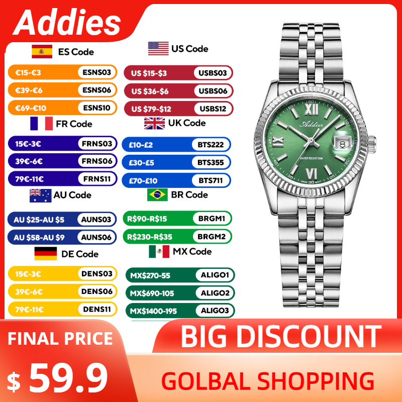 Stainless Bracelet Diver - Addies Hochwertige Luxusuhr für Damen, Saphirglas,