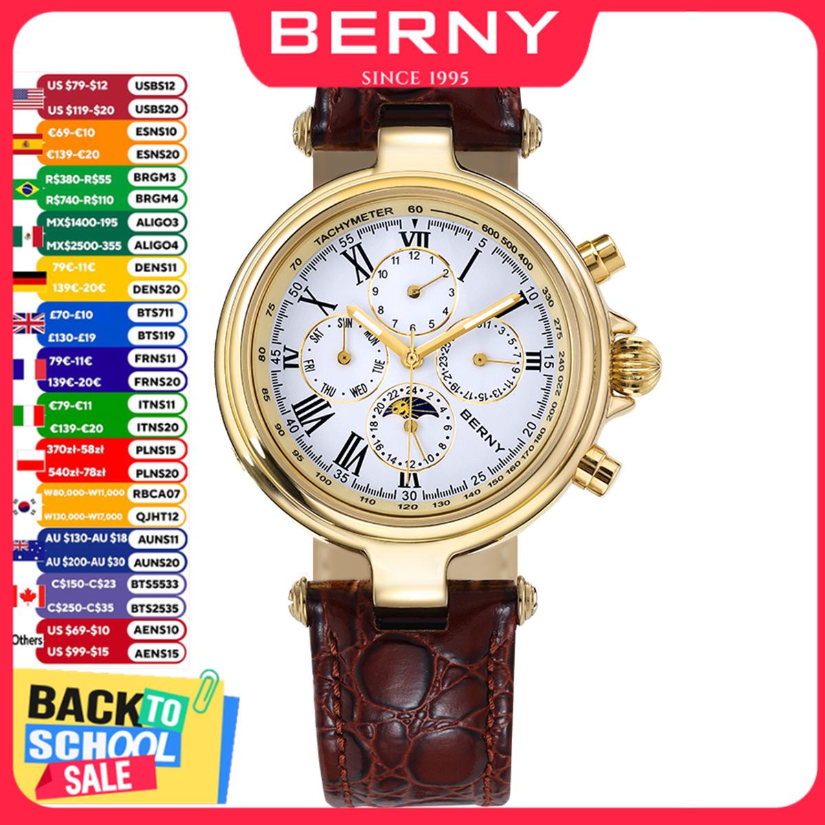 Seiko Watch Prospex - BERNY Retro Automatikuhr für Herren, Sonnen-