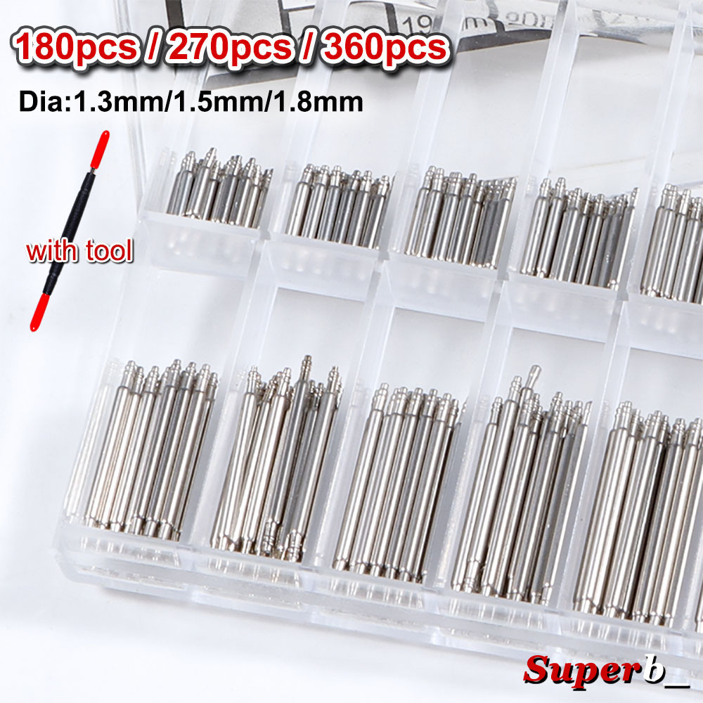 Spring Bar Tool Set - 360 Stück Edelstahl-Federstege Ø 1,3mm/1,5mm/1,8mm Länge