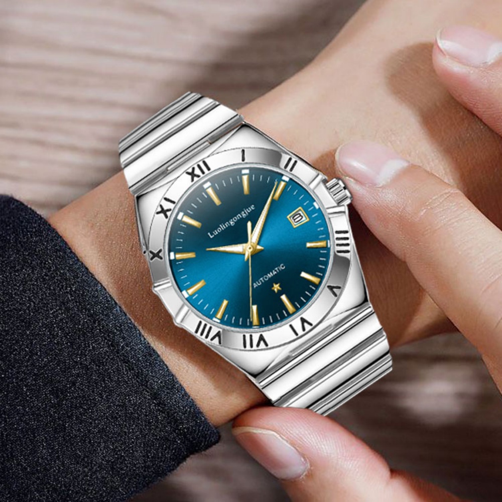 Butterfly Clasp Deployant - Echte Marken-Business-Casual-Herrenuhr, vollautomatische mechanische Uhr, hohles