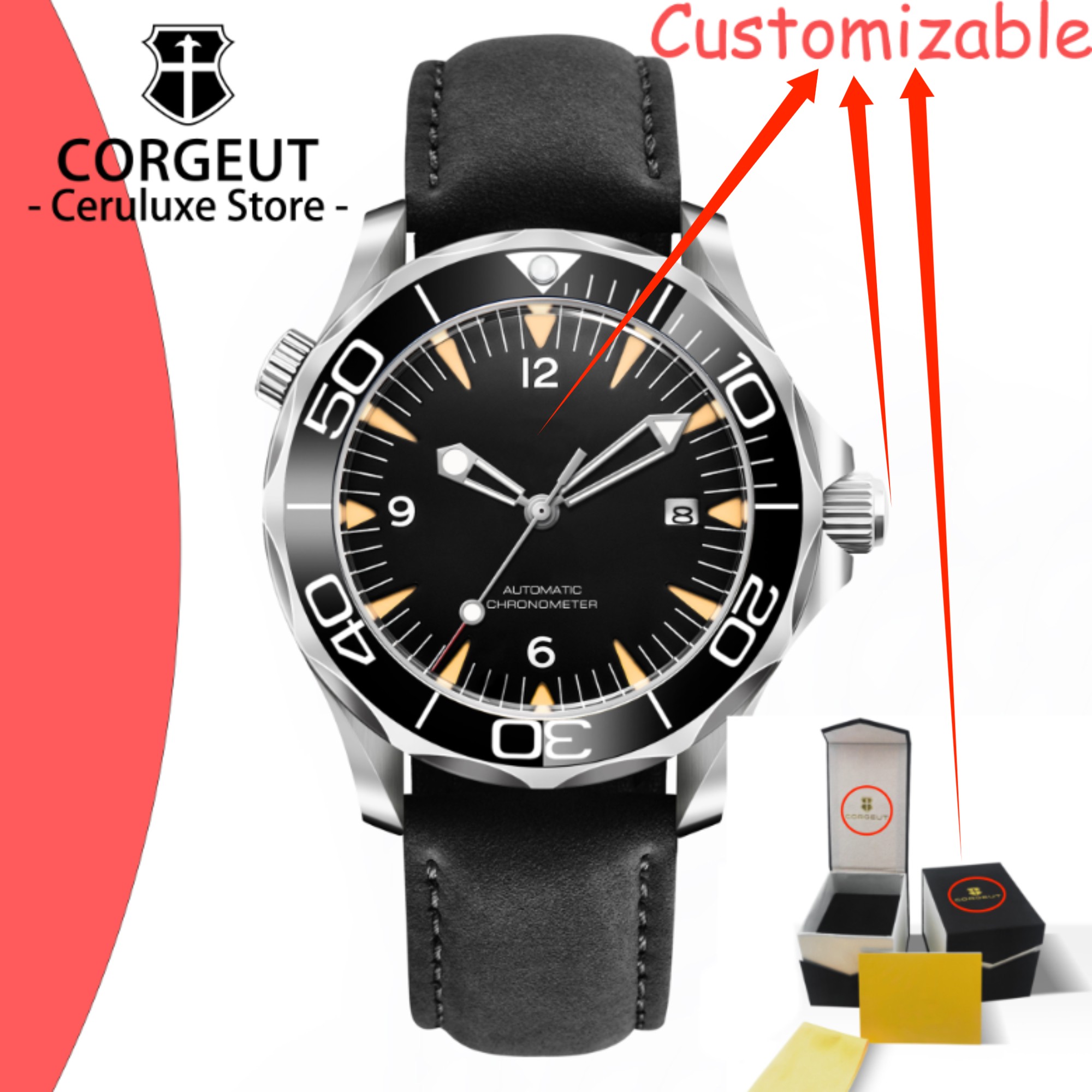Stainless Bracelet Diver - Individuelles Logo Saphirglas Automatische Mechanische Uhren