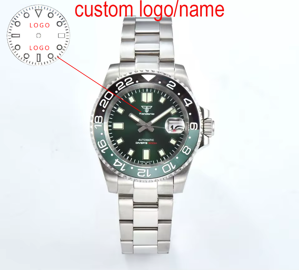 Benutzerdefinierte 40mm Green  – Stainless Bracelet Diver Bewertung und Preis
